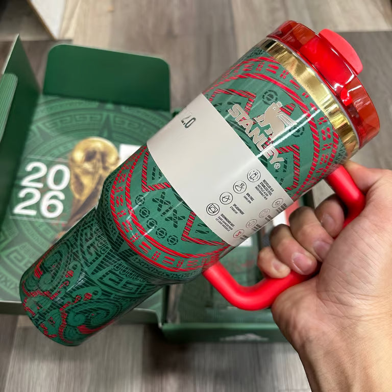 2026 World Cup Exclusive: Stanley 40oz Tumbler with Handle - Mexico Aztec Pattern Edition