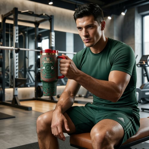 2026 World Cup Exclusive: Stanley 40oz Tumbler with Handle - Mexico Aztec Pattern Edition