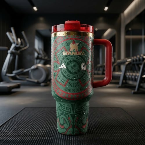 2026 World Cup Exclusive: Stanley 40oz Tumbler with Handle - Mexico Aztec Pattern Edition