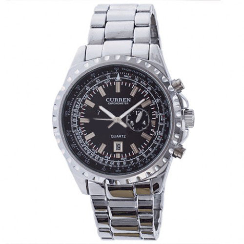 Curren Quartz Men's Stainless Steel (Black 4.5cm Dial) - CUR074