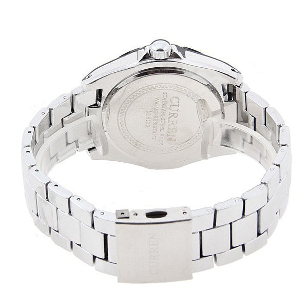 Curren Quartz Men's Stainless Steel Watch with Black Accent (White 5.2cm Dial) - CUR095