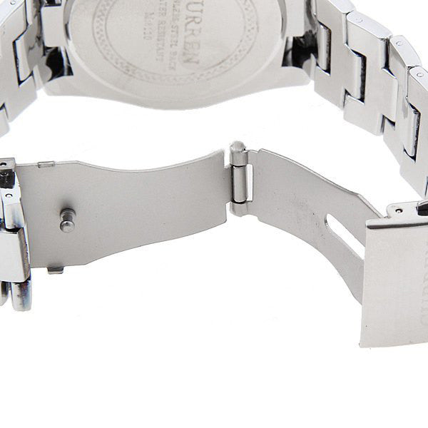 Curren Quartz Men's Stainless Steel Watch with Black Accent (White 5.2cm Dial) - CUR095