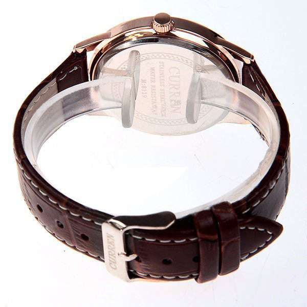 Curren Women's Watch with Leather Band (White 3.4cm Dial) - CUR048