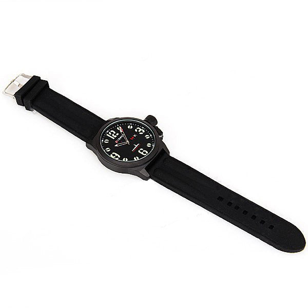 Curren Men's Watch with Silicone Band (Black 5cm Dial) - CUR019