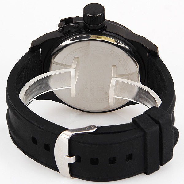 Curren Men's Watch with Silicone Band (Black 5cm Dial) - CUR019