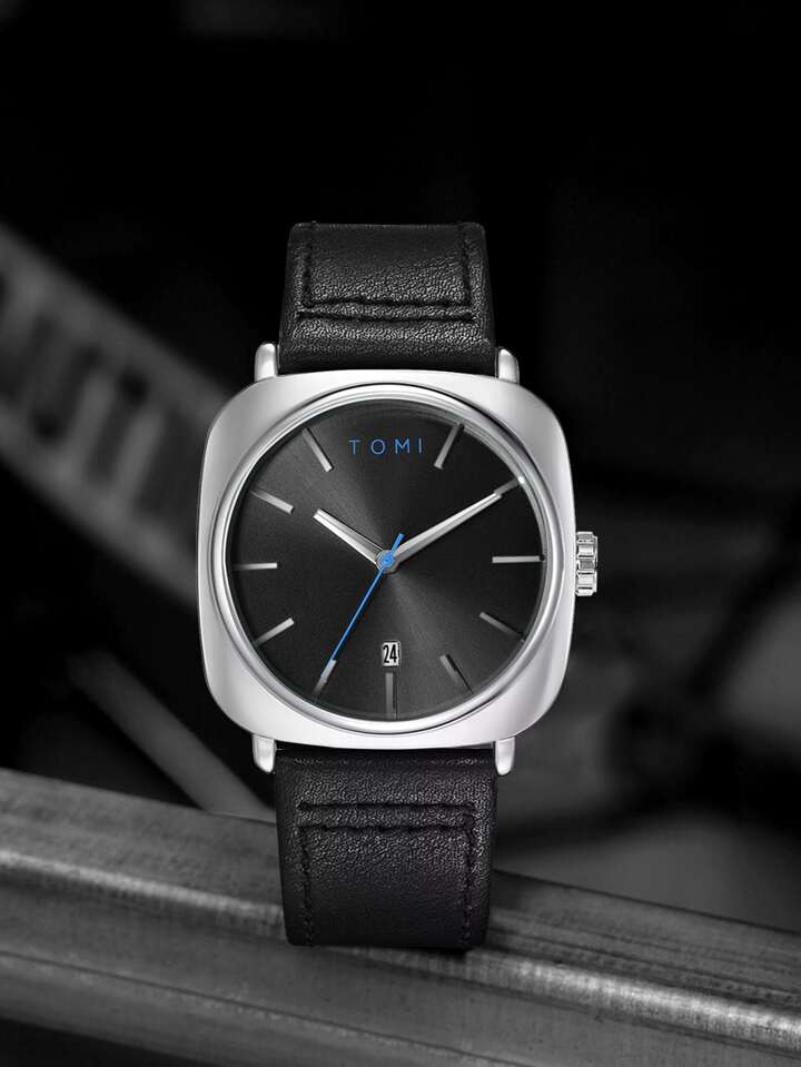 TOMI T-084 Men's Watch Quartz Date Leather Strap