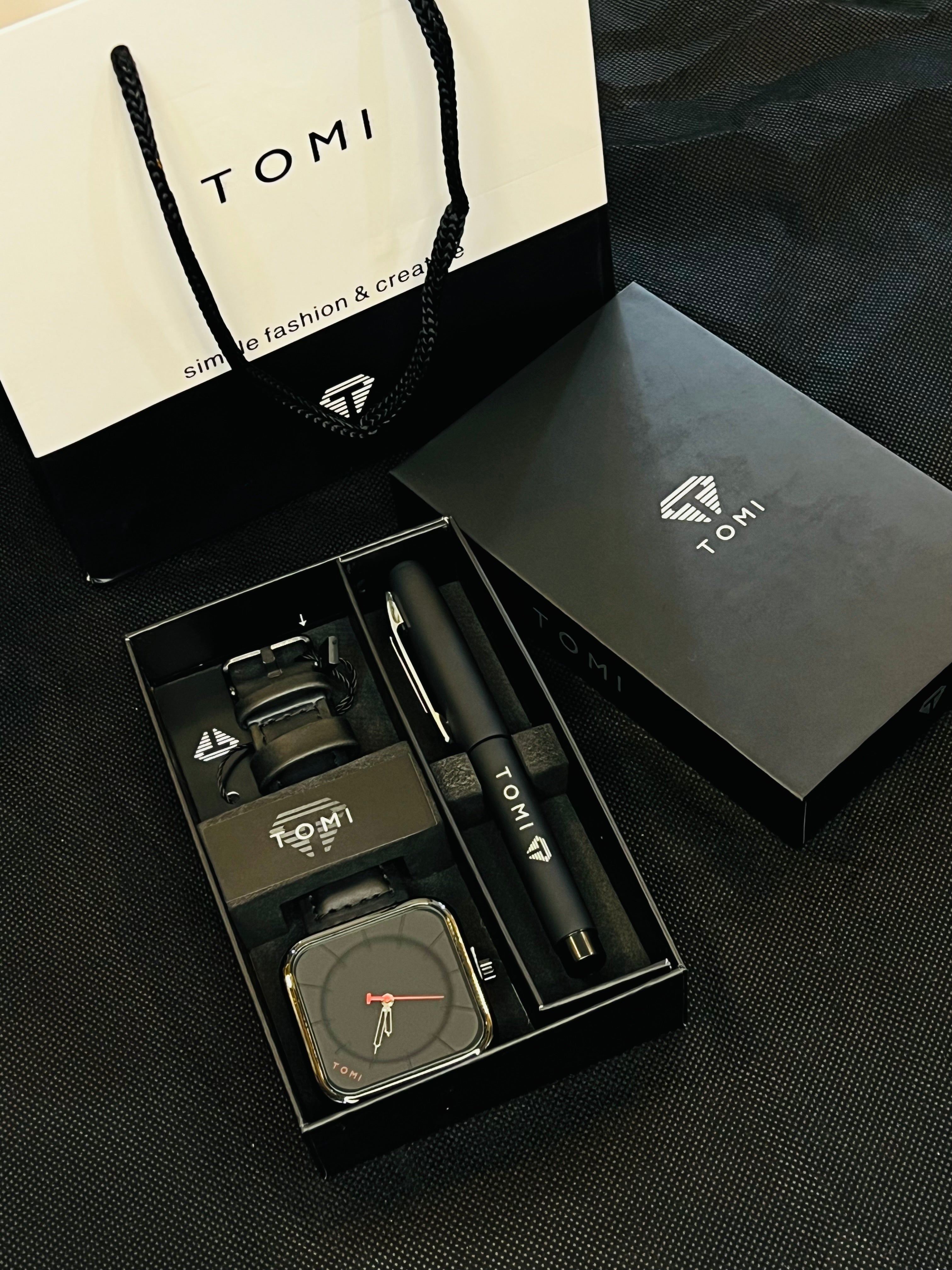 TOMI T-093 Quartz Watch With Pen Gift Box