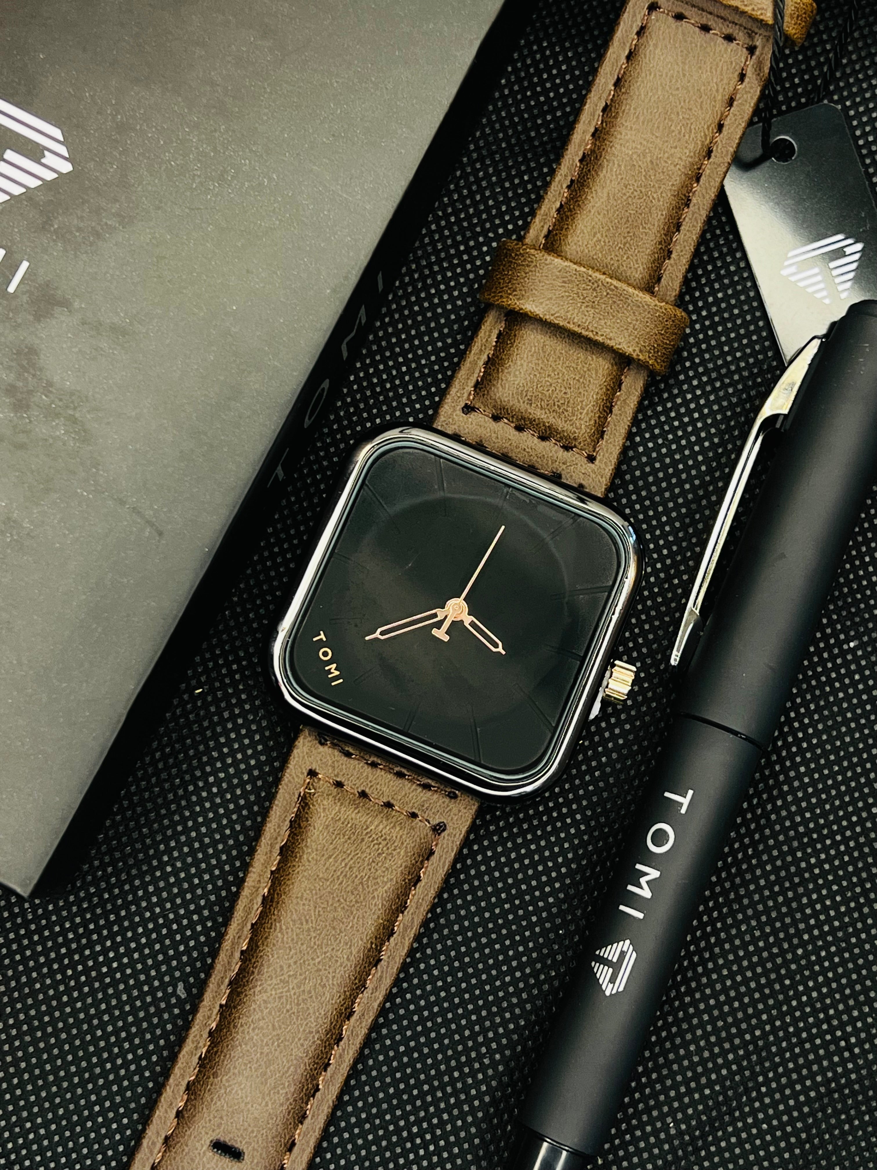 TOMI T-093 Quartz Watch With Pen Gift Box