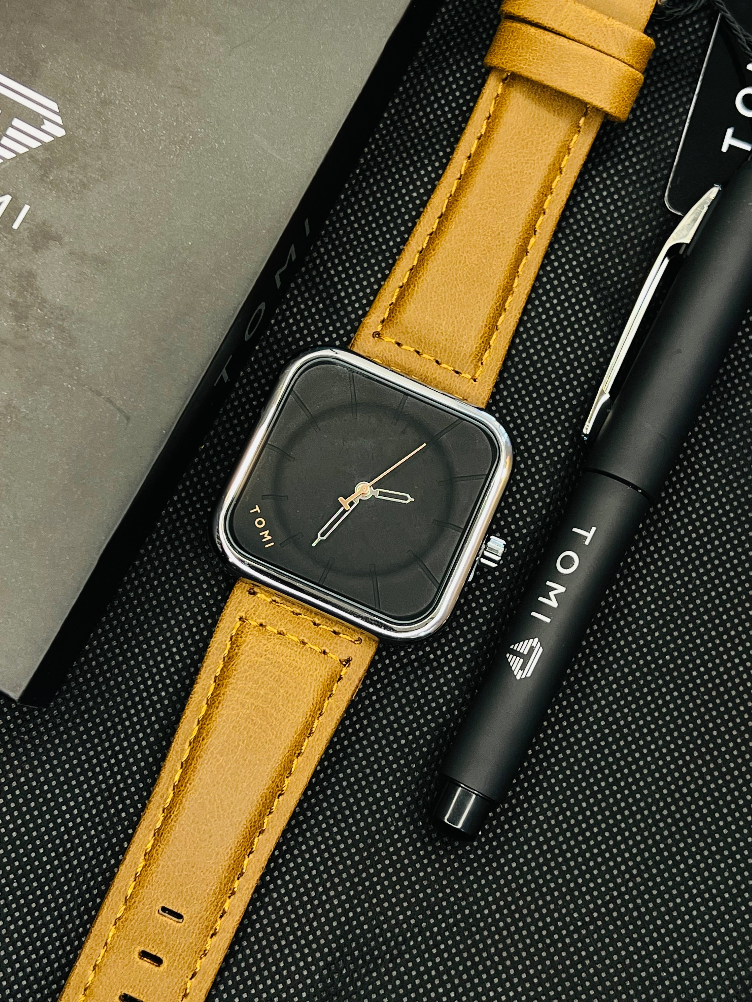 TOMI T-093 Quartz Watch With Pen Gift Box