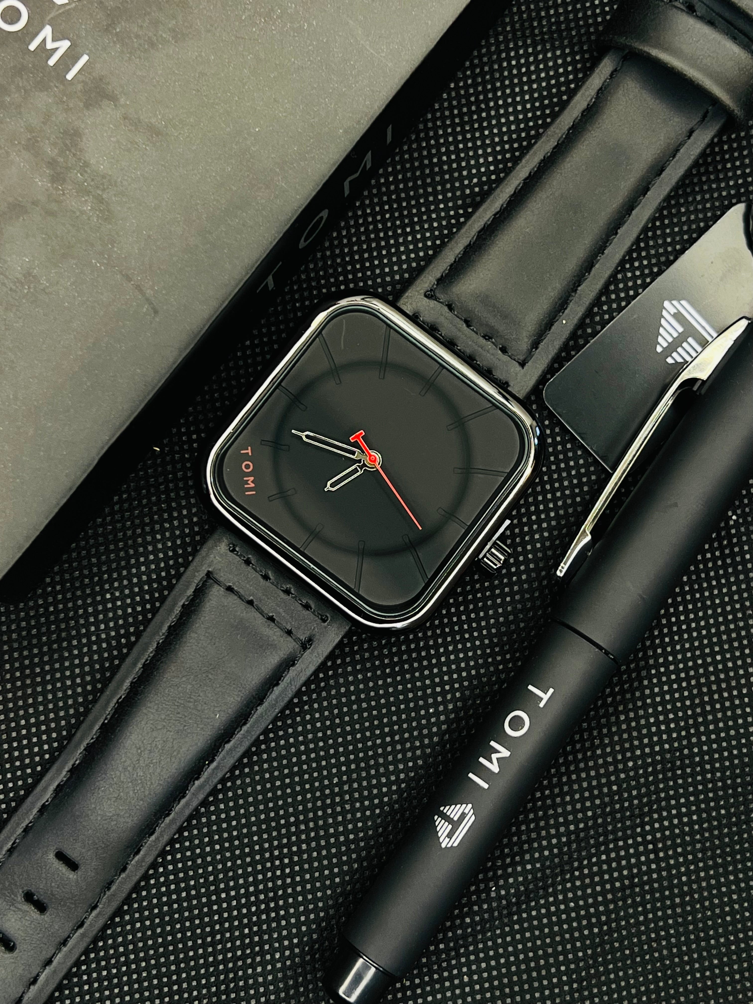 TOMI T-093 Quartz Watch With Pen Gift Box