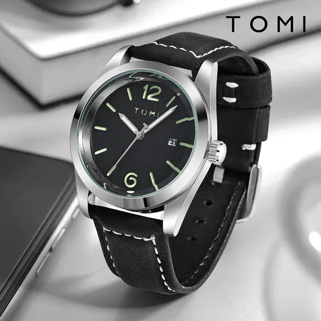 TOMI T-095 Luxury Watch Luminous Dial Quartz Date - 7BONKERS