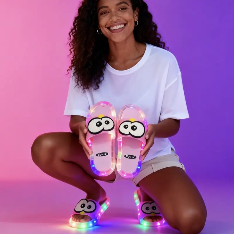 Rainbow Step · LED Light-Up Matching Slippers