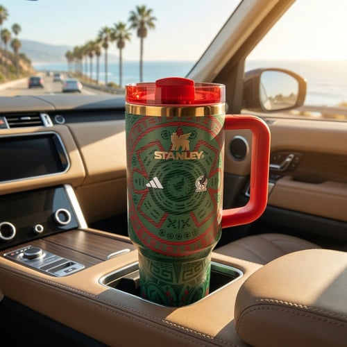 2026 World Cup Exclusive: Stanley 40oz Tumbler with Handle - Mexico Aztec Pattern Edition