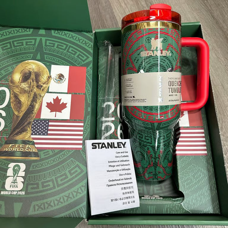 2026 World Cup Exclusive: Stanley 40oz Tumbler with Handle - Mexico Aztec Pattern Edition