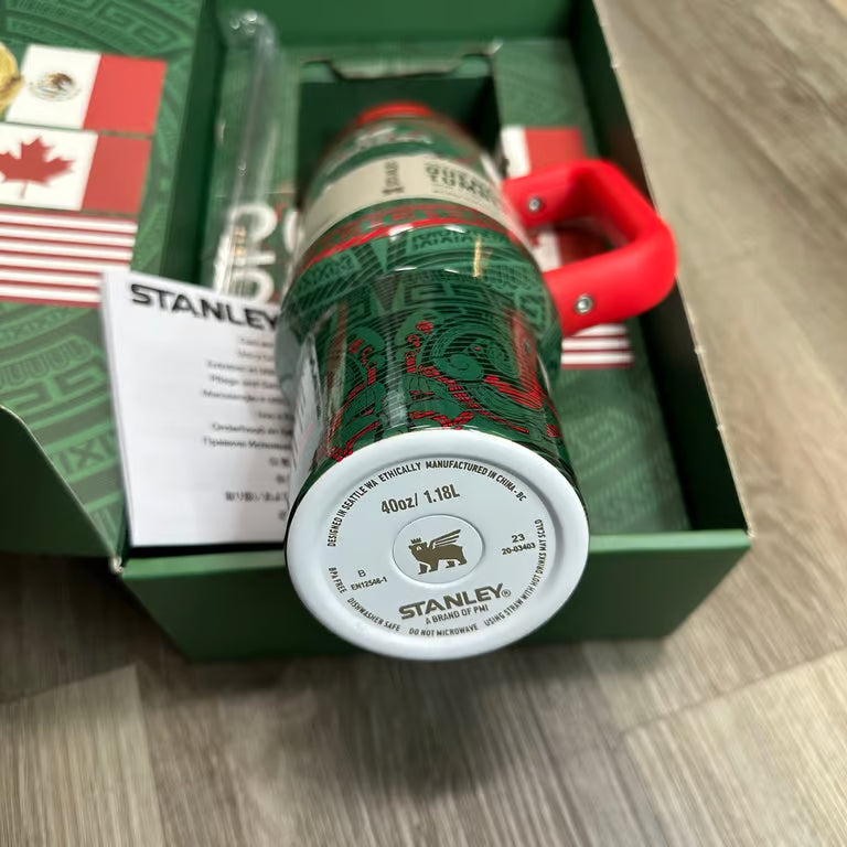 2026 World Cup Exclusive: Stanley 40oz Tumbler with Handle - Mexico Aztec Pattern Edition