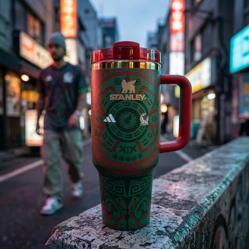 2026 World Cup Exclusive: Stanley 40oz Tumbler with Handle - Mexico Aztec Pattern Edition