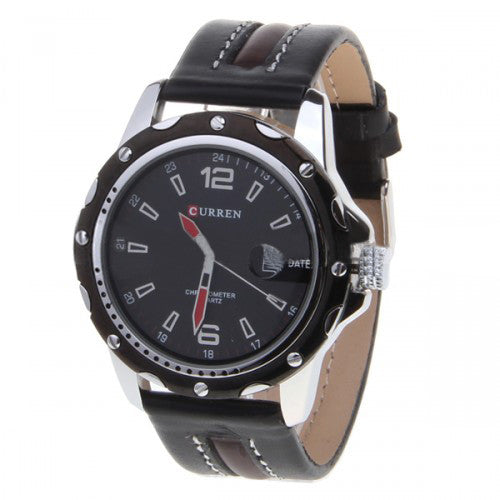 Curren Men's Watch with Leather Band (Dark Chocolate 4.4cm Dial) - CUR091