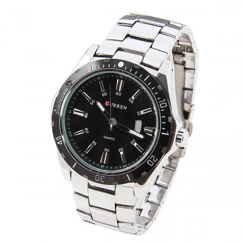 Curren Quartz Men's Stainless Steel Watch (Black 5.2cm Dial) - CUR094