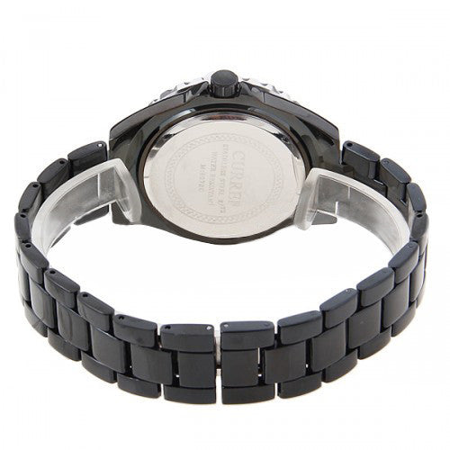 Curren Quartz Men's Black Waterproof Watch with Rhinestone Accents (Black 4.5cm Dial) - CUR052