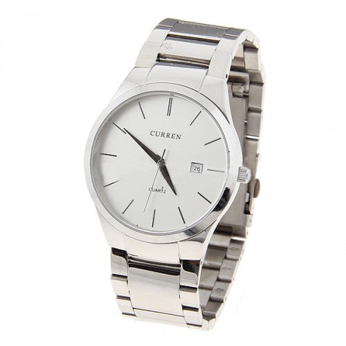 Curren Stainless Steel Men's Watch (White 4.2cm Dial) - CUR056