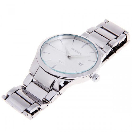 Curren Men's Watch with Stainless Steel Band (White 4.3cm Dial) - CUR011