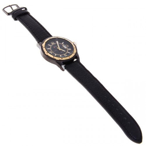 Curren Unisex Watch with Black Leather Band (Black 4.8cm Dial) - CUR012