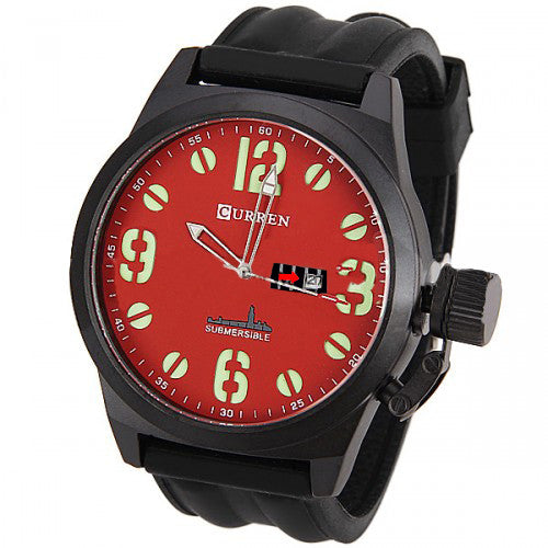 Curren Unisex Watch with Silicone Band (Red 57mm Dial) - CUR016