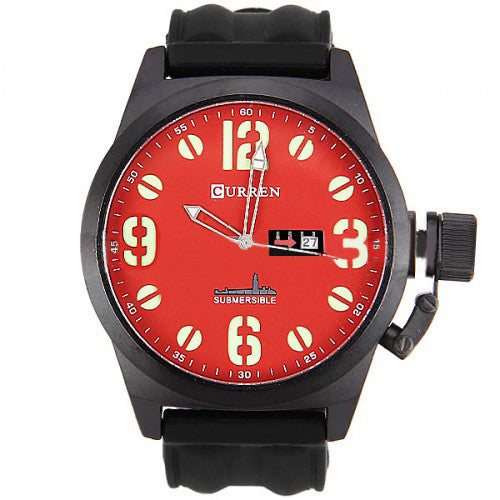 Curren Unisex Watch with Silicone Band (Red 57mm Dial) - CUR016