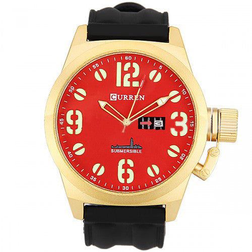 Curren Unisex Watch with Silicon Band (Red 5.7cm Dial) - CUR020