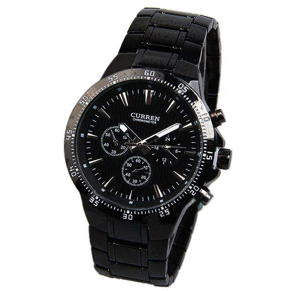 Curren Men's Black Stainless Steel Chronograph (Black 4.8cm Dial) - CUR032