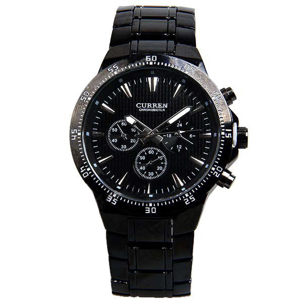 Curren Men's Black Stainless Steel Chronograph (Black 4.8cm Dial) - CUR032