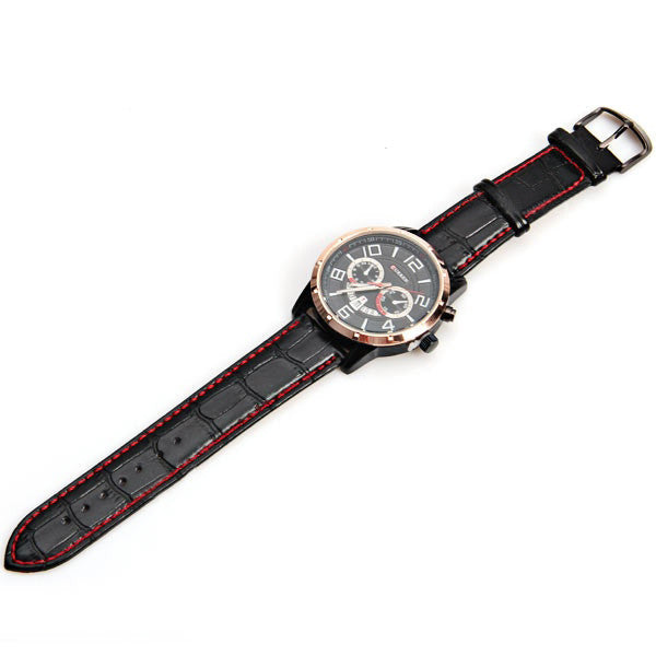 Curren Quartz Watch with Leather Band (Black 4.7cm Dial) Unisex - Champagne - CUR116