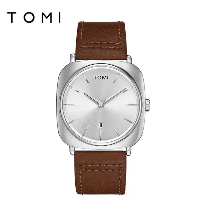 TOMI T-084 Men's Watch Quartz Date Leather Strap