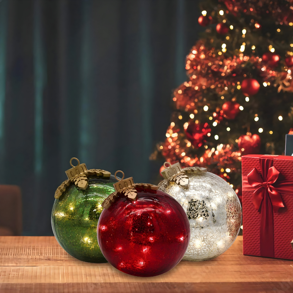 🔥60% OFF⏰50,000+ sold!🎅Glass Tabletop Christmas Ornaments【3ct】🔔🎁