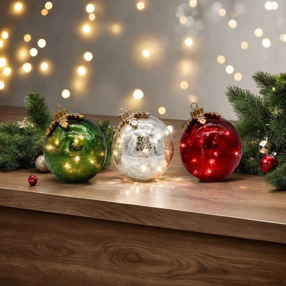🔥60% OFF⏰50,000+ sold!🎅Glass Tabletop Christmas Ornaments【3ct】🔔🎁