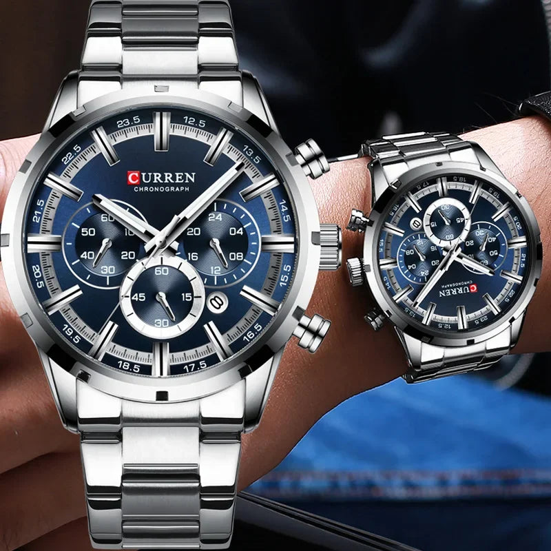Curren Stainless Steel Chronograph Men's Watch (Dial - 4.7cm) - CUR198