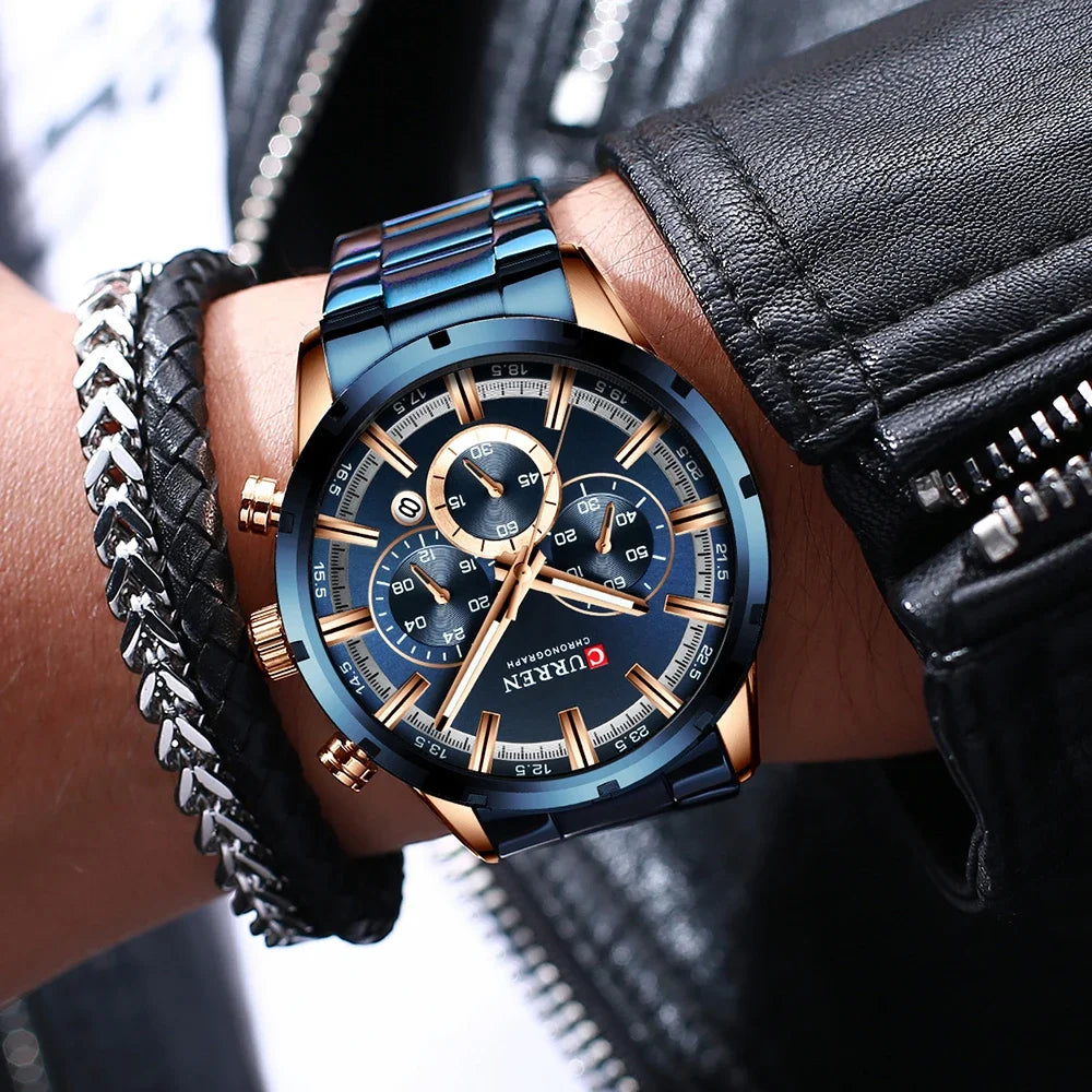 Curren Stainless Steel Chronograph Men's Watch (Dial - 4.7cm) - CUR198