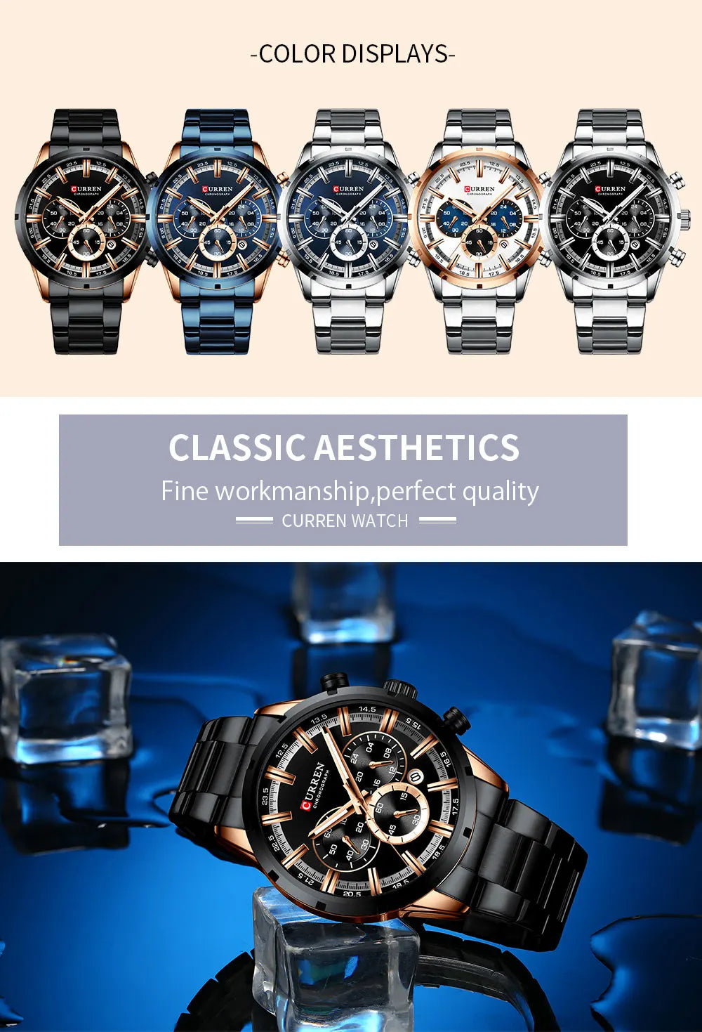 Curren Stainless Steel Chronograph Men's Watch (Dial - 4.7cm) - CUR198