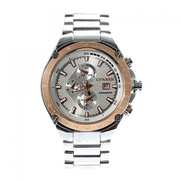 Curren Quartz Men's Stainless Steel Waterproof Chronograph (4.5cm Silver Dial) - CUR112