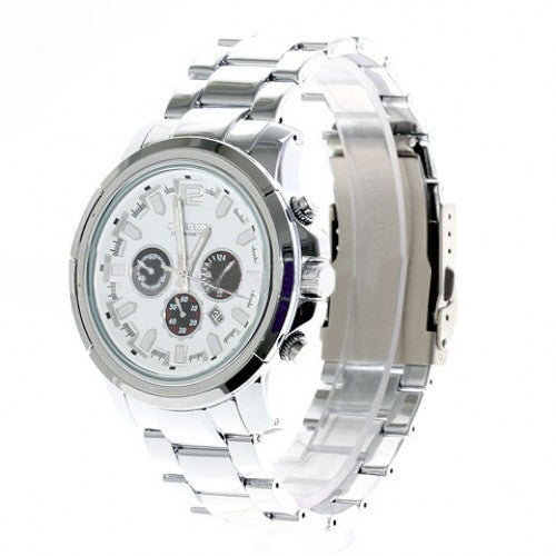 Curren Men's Stainless Steel Waterproof Chronograph (White 4.5cm Dial) - CUR026