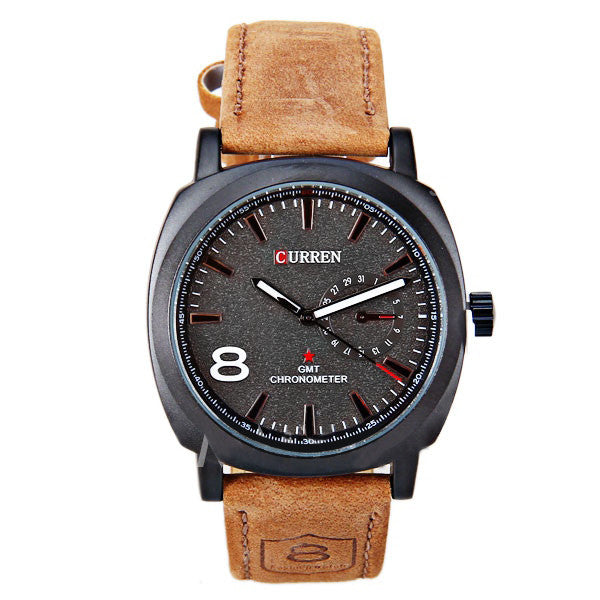 Curren Unisex Watch with Leather Band (Black 4.5cm Dial ) - CUR110