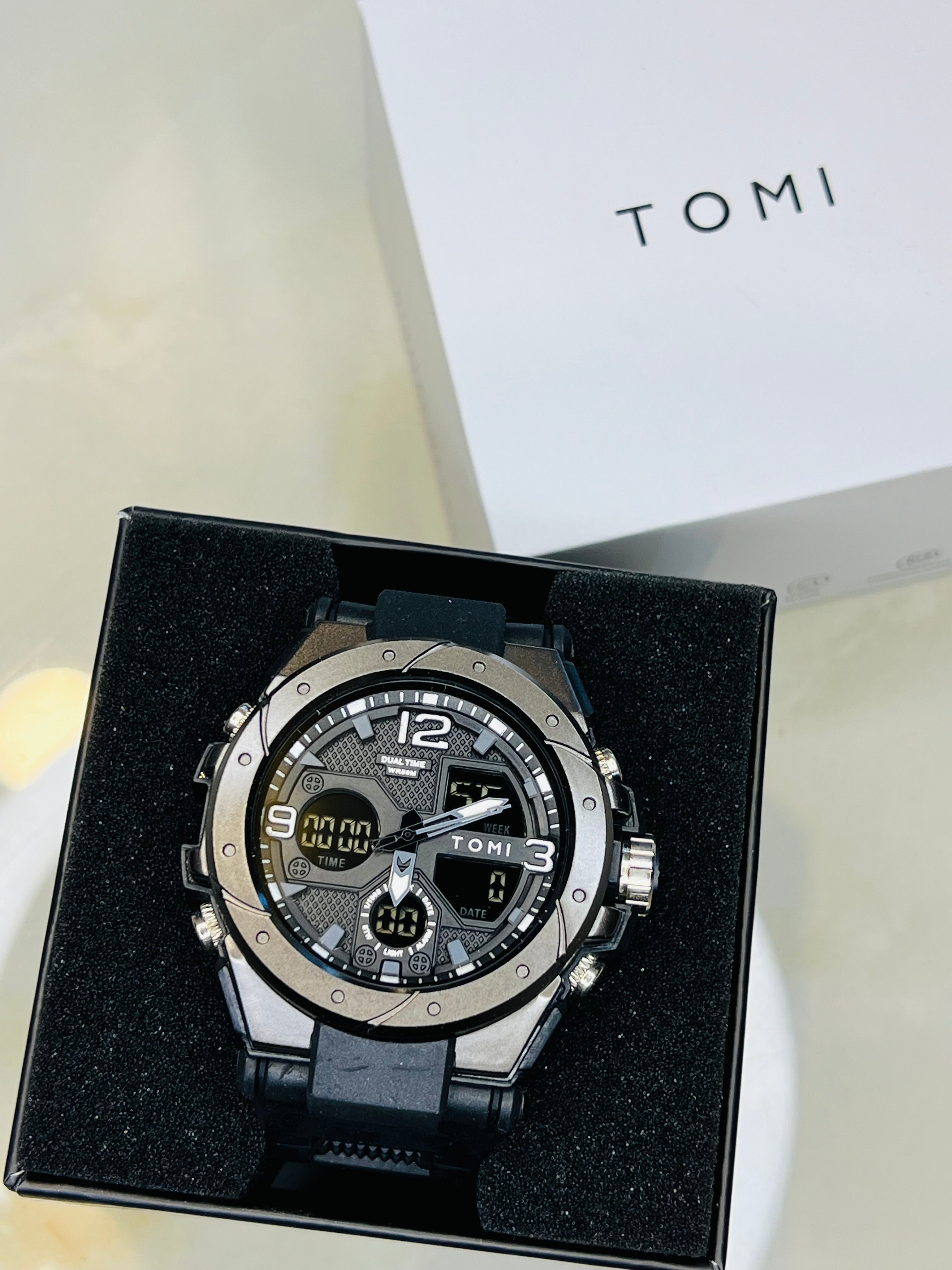 TOMI T-235 Sports Watch Dual Time Digital Analogue