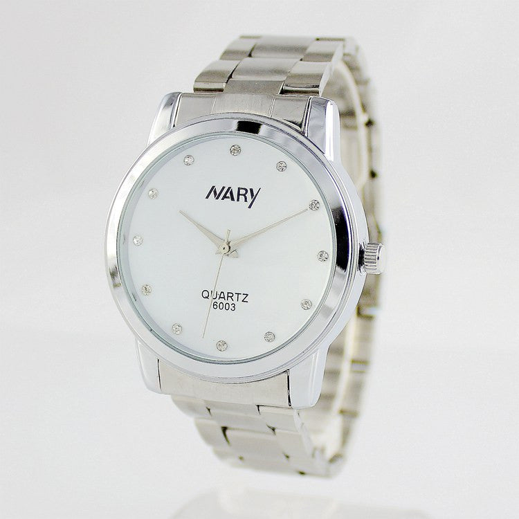 Nary Women's White Dial Stainless Steel Dress Watch-A6003W