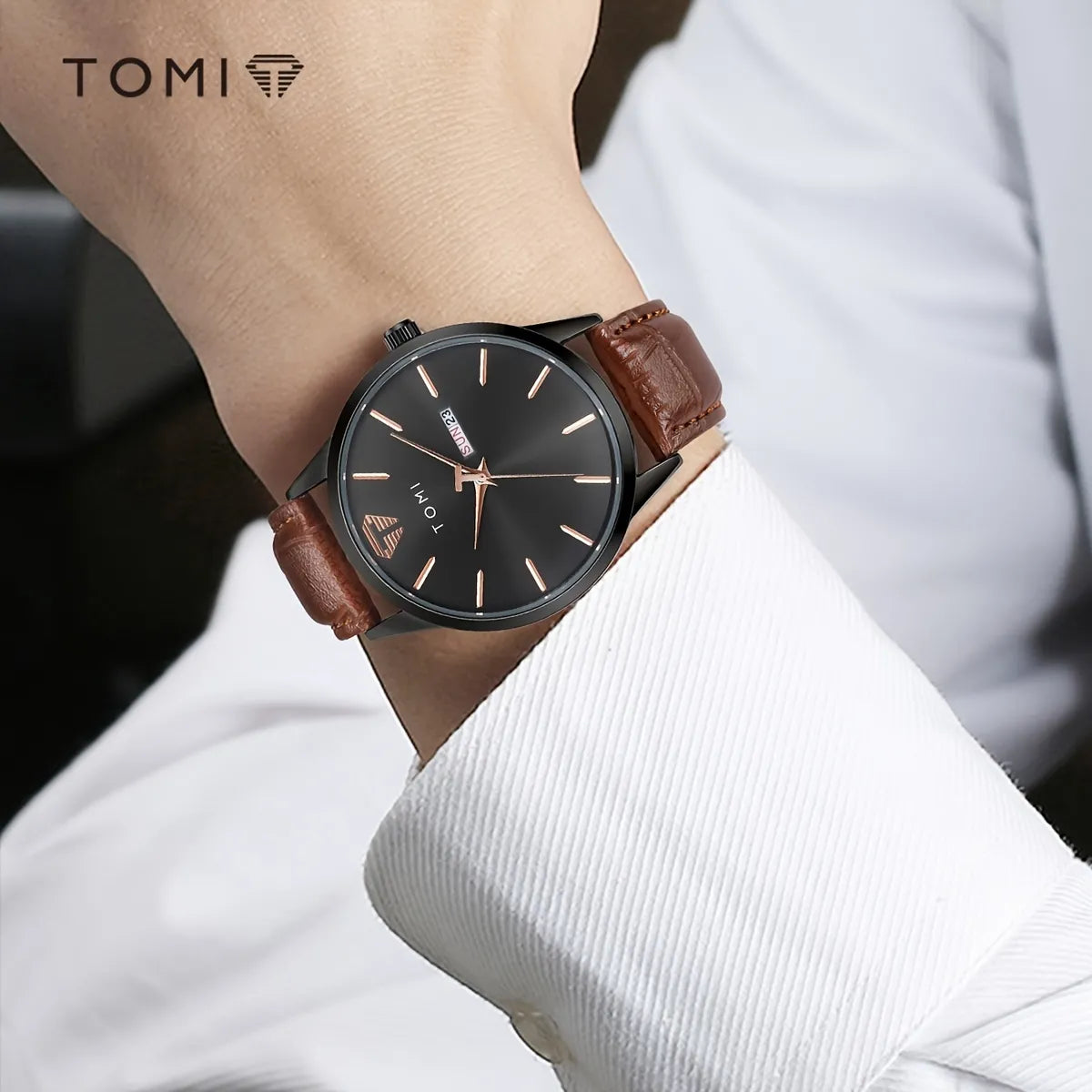 TOMI T-045 Day Date Quartz Wrist Watch For Men