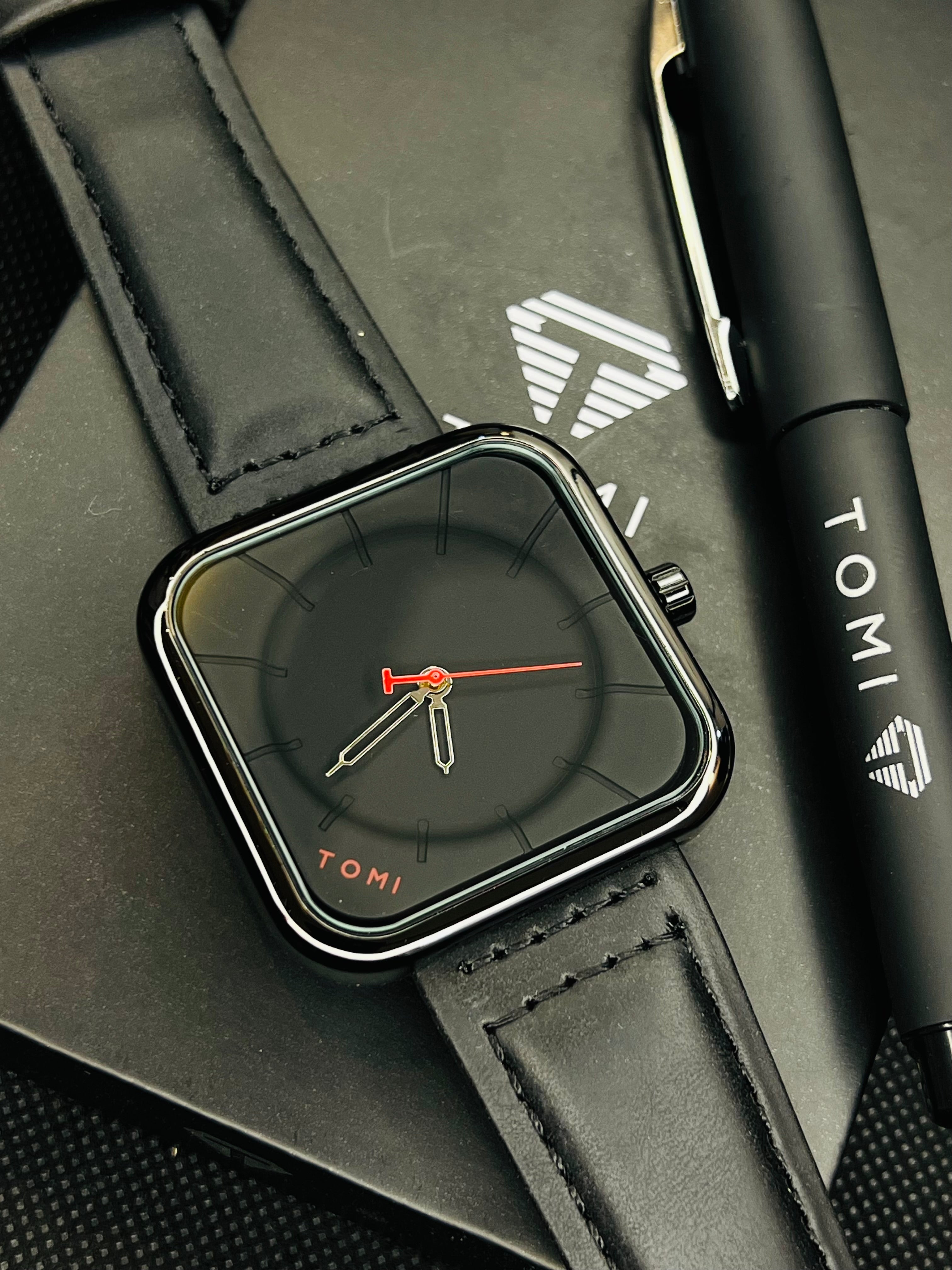 TOMI T-093 Quartz Watch With Pen Gift Box