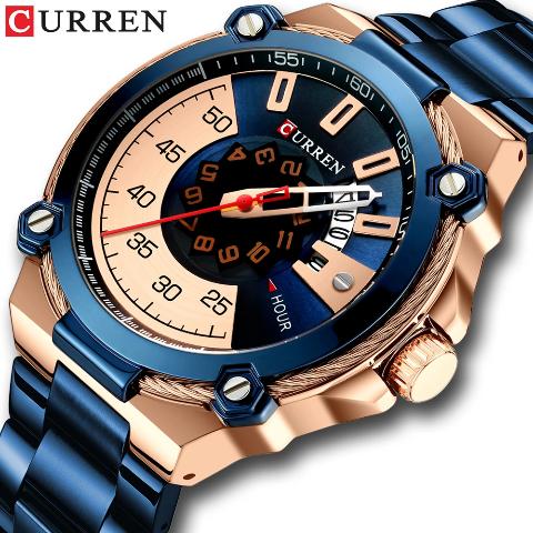 Curren Blue n Gold Dial Watch (Dial 4.5cm) - CUR185