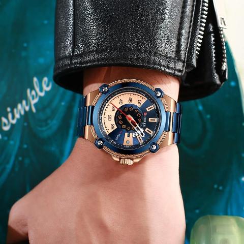 Curren Blue n Gold Dial Watch (Dial 4.5cm) - CUR185