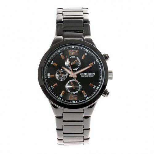 Curren Men's Black Stainless Steel Waterproof Chronograph (Black 4.2cm Dial) - CUR088