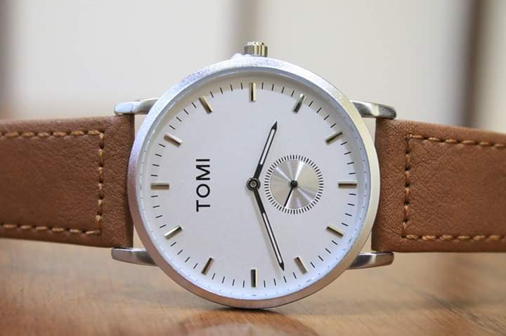 TOMI T-072 Chronograph Watch Slim Dial Quartz Leather Strap