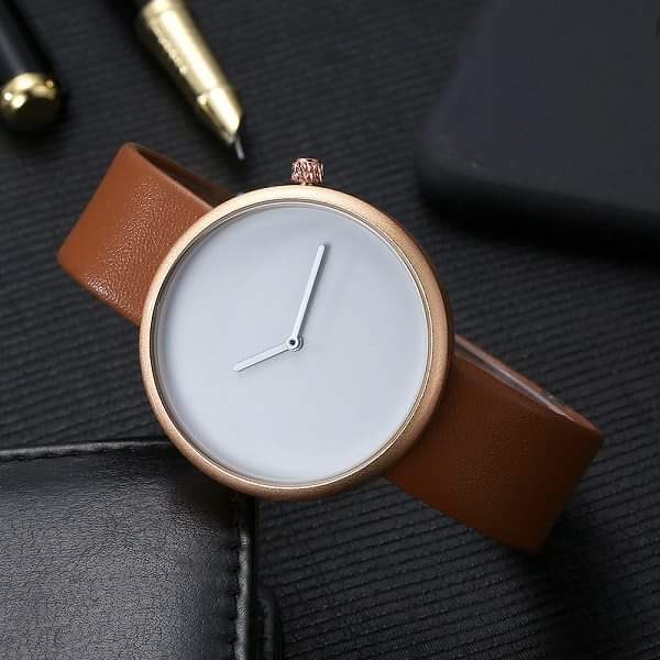 TOMI T-078 Unisex Watch Round Dial Leather Strap